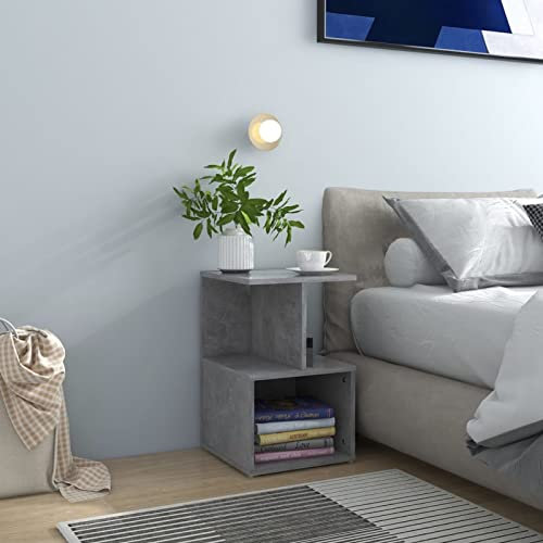 Iiaky Table de Chevet Gris béton 35x35x55 cm Aggloméré Table De Chevet,Table De Nuit,Chevet De Lit