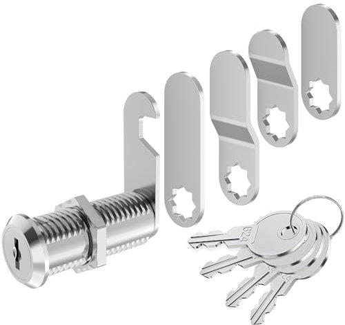 VOCIBO® Serrure de boîte aux lettres avec 4 clés, livrée avec 5 plaques de serrure différentes, serrure de boîte aux lettres de 40 mm, serrure de casier, diamètre 18 mm, serrure à levier pour boîtes