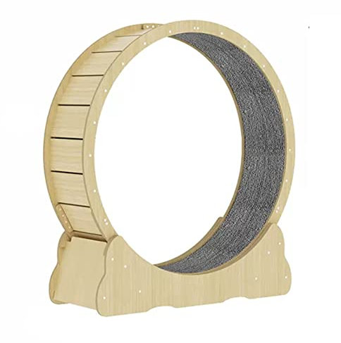 Laufband Für Katzen Mit Laufrad Und Natürlicher Holzmaserung, Großes Katzen-Spinnrad Für Längere Lebensdauer, Katzenlaufrad Mit Bremse,M