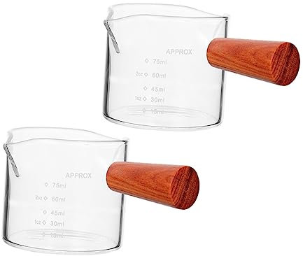 Mikinona Doppelauslauf-glasbecher-set Holzskala-griff Kaffeeskala Messbecher Dosierschüssel