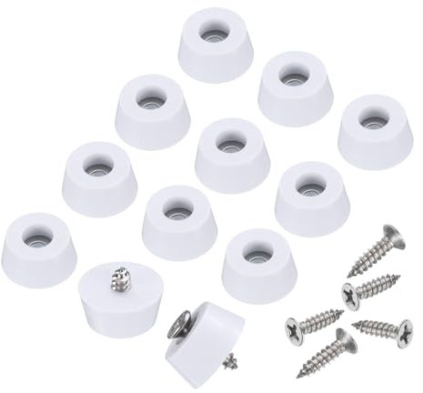 sourcing map 24pcs Rubber Feet Bumpers Buffer Non-Slip Rubber Feet Pad with 4mm Screws for Cutting Board, Cutting Board Feet Non-Slip, Cutting Board Rubber Feet (White, 0.4H x 0.9D)