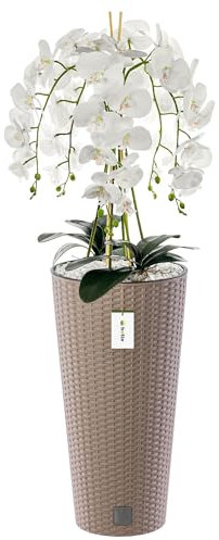 botle Bouquet d'orchidée artificielle en cascade blanc en pot moka H 110 cm décoration maison bureau plante artificielle orchidée artificielle orchidée artificielle en pot