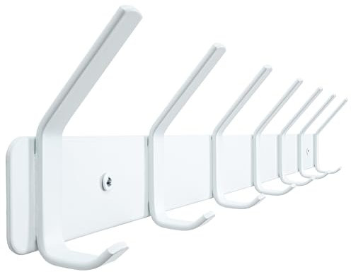 Honsky Garderobenhaken, Garderobenleiste mit 7 Doppelte Haken, Wandgarderobe für Jacken, Mäntel, Schals, Weiß