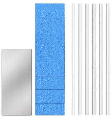 lasuroa 6stk Snowboard-Reparaturset, 6mm Snowboard-Belag Reparatur Skibelag Reparatur Sticks mit 4 Strukturschleifpapieren 1 Schaber zum Schutz von Ski und Snowboard(Weiß)