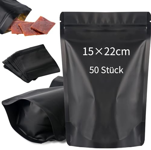 50 stycken matta aluminiumfolie mylar-påsar, återförslutningsbara påsar 15 x 22 cm, ziplockpåsar för godis, smycken, självförseglande förvaring, elektronik, present