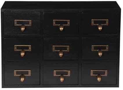 Holz Schreibtisch Organizer mit 9 Schubladen, Apotheker Schrank für Büro und Wohnzimmer Aufbewahrungsbox