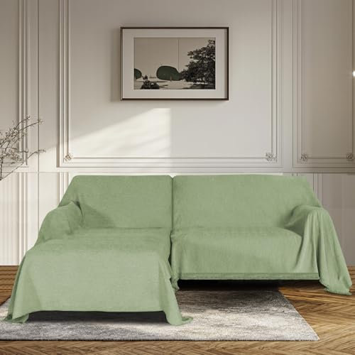 BellaHills Wasserdicht Sofabezug Ecksofa I Form Sofa Überzug Couchbezug Couch Überwurf 1/2/3 Sitzer Sofaschutz Sofaüberwurfe Couchschoner Sofabezüge für Hund Katze (Grün, 180230cm x 180279cm)