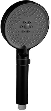 VANCOCO Matt-Schwarz Duschkopf Handbrause mit Stufenlosem Durchflussregler | 3 Strahlarten, EN1112 Z-Class (0.12-0.20L/s), HDPE Silikondüsen & Getrennte Regler