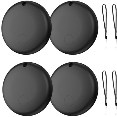 Android Smart Tracker Tag, Schlüsselfinder kompatibel mit Google Mein Gerät Finden APP (nur Android), Bluetooth Schlüsselanhänger für Fahrräder, Gepäck, Geldbörsen und Koffer, schwarz 4er-Pack