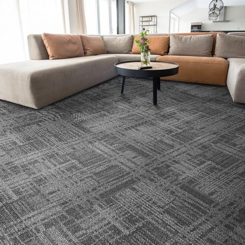 KARAT Dalles de moquette 50x50 cm - Antistatique Antidérapant Absorption sonore - Adaptées aux espaces résidentiels et commerciaux - Carreaux de moquette Luzern (1, Gris)