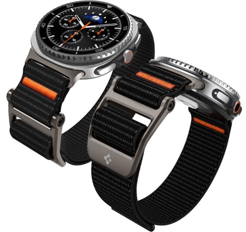 Spigen Dura Pro Flex Armband für Samsung Galaxy Watch 9/8 und 8 Classic | Elastisches Nylonarmband mit Zinklegierungsschnalle für hohen Komfort, für Modelle 2026/2025 (40/44/46mm) – Schwarz