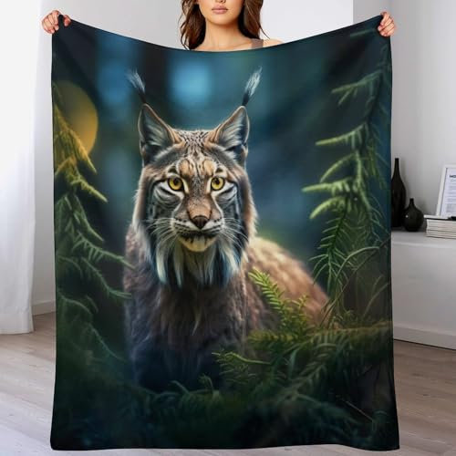 LLXXHH Decke Luchs Decken Tagesdecke - Weiche Flannel Decke Sofadecke - Wohndecke Sofaüberwurf Bettüberwurf 150×200cm