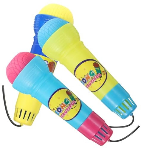 VICASKY 3pcs Echo Microphone Toy Boy Girl Microphone Toy Echo Simulated Plaything Fake Plastic Props for Stage Performance and Pretend Play Random Color