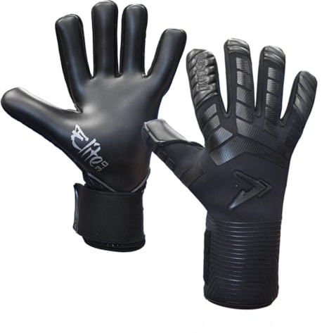 Precision Elite 3.0 Blackout Contact Goalkeeper Gloves, 4 mm Black Contact Latex Grip, Super Lite Negative Cut, Strapless or Strapped Fit