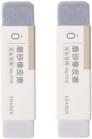 2-Pcs Grey Matte Ink Erasers - Pen-Style Design for Ballpoint and Fountain Pens, Frosted Non-Abrasive Office and School Supplies