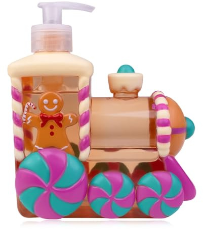 Accentra Handseife GINGERBREAD TRAIN im Pumpspender mit Lebkuchen Duft | 500 ml Flüssigseife, Geschenk zu Weihnachten für Frauen, Männer und Kinder in niedlichem Lebkuchen-Zug Design
