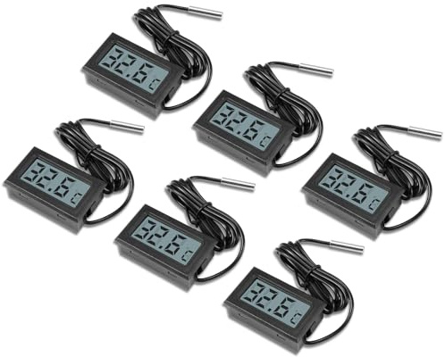 AYWHP 6PCS -50℃~+110℃ Mini LCD Digital Thermometer,Digital LCD Temperatur Monitor mit Externem Sensor Temperaturüberwachung thermometer mit fühler für Kühlschrank,Gefrierschrank Aquarium