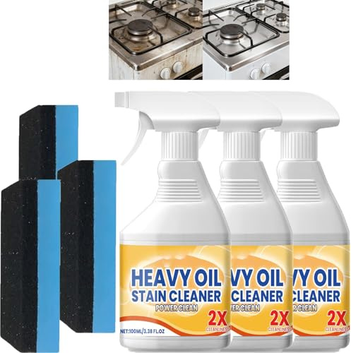 Heavy Oil Stain Cleaner Kitchen，Grease Cleaner Heavy Duty For Kitchen，Heavy Duty Degreaser Spray，Clean Up Kitchens Oil Stains For Oven, Stovetops & Range Hoods. (3pc)