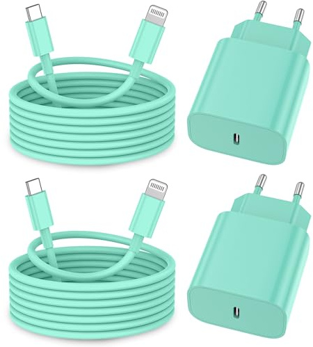 iPhone Ladekabel, [MFi-Zertifiziert] 2er 20W Pack iPhone Ladegerät Apple Ladekabel 2M,USBC Schnellladegerät mit USB C auf Lightning Kabel für i Phone 14 13 12 11 Pro Max XS XR X 8 7 6 Plus 5 iPad,Grün