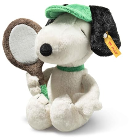 Steiff Kuscheltier Snoopy Tennis, Süßes Stofftier, Kinder, Jungen & Mädchen, Friends, 22 cm, Weiß, 024832