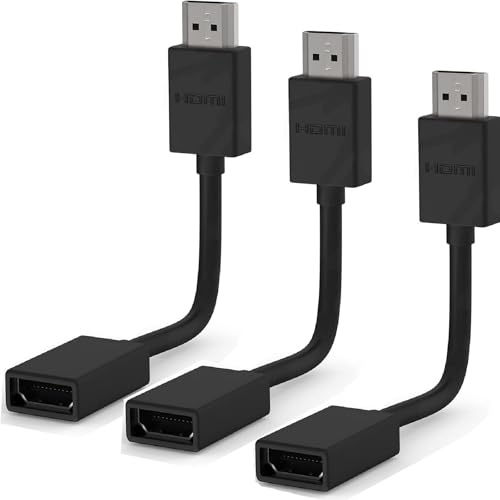 GERUI Pack of 3 10 cm HDMI Stretch Cable, High Speed HDMI Adapter Cable, Flexible Extension Cable Compatible with 4K & Full HD, for Fire TV Stick, Chromecast, Roku, TV Boxes and Other G