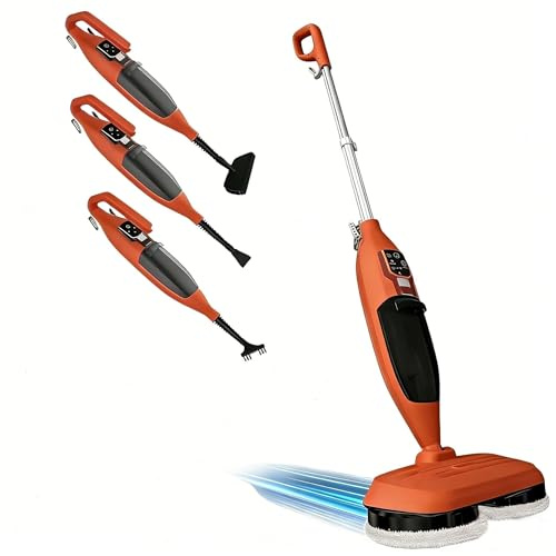 Pulitore a vapore 2 in 1, con dispositivo manuale, riscaldamento rapido in 30 secondi, 4 cuscinetti in microfibra, per tutti i pavimenti duri e tappeti, rimuove il 99,9% (colore corallo)