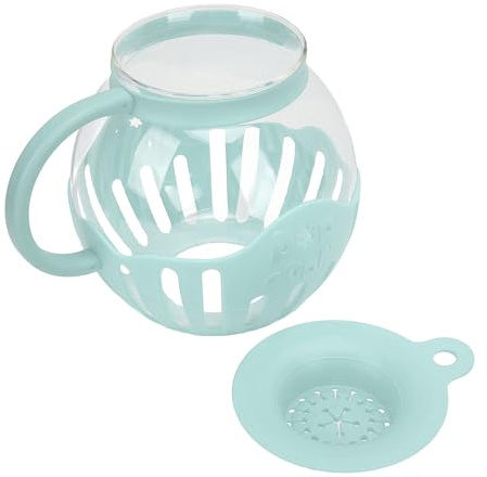Ycauty - Palomitas de maíz de cristal para microondas, eficiente, fácil de pop, para películas, juegos, fiestas, regalo ideal para amigos, capacidad de 2,13 L, borosilicato (azul)