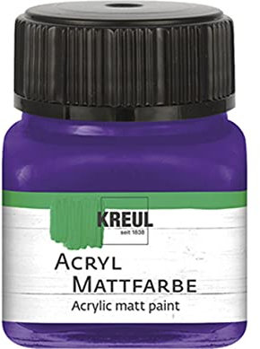 KREUL 75234 - Acryl Mattfarbe, violett im 20 ml Glas, cremig deckende, schnelltrocknende Farbe auf Wasserbasis, für viele verschiedene Untergründe geeignet