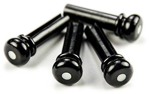 Allparts AllParts BP-0677-023 Bridge Pin Set, Bass, Black w/White Dot, 4-Pack