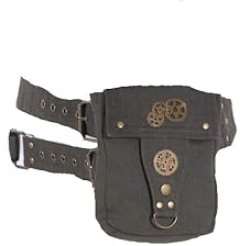 Steampunk Baumwoll-Gürtel mit Tasche und Pistolen-Kugeln Munitionsgürtel Gurt, Farbe:Grün