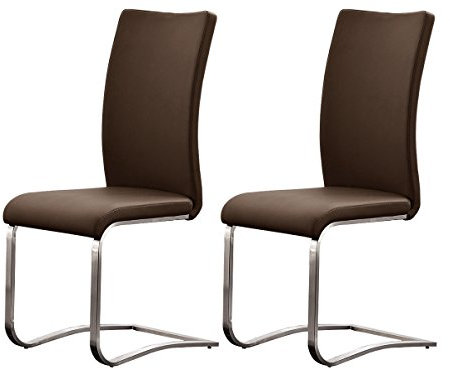 möbelando Schwingstuhl Stuhl Schwinger Esszimmerstuhl Freischwinger Muvo I (2er Set) (Braun)