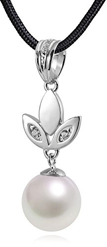 MATERIA 925 Silber Kettenanhänger Perle - Zirkonia Anhänger Damen rhodiniert mit Box #KA-236