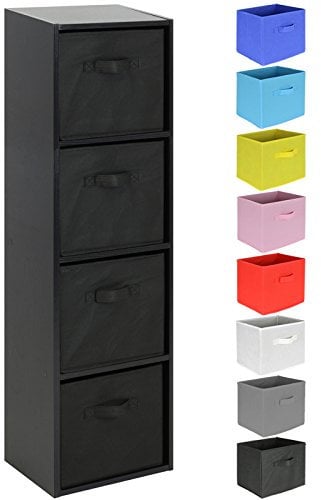 Hartleys 4 Tier Black Cube Unit - Choice of Storage Boxes