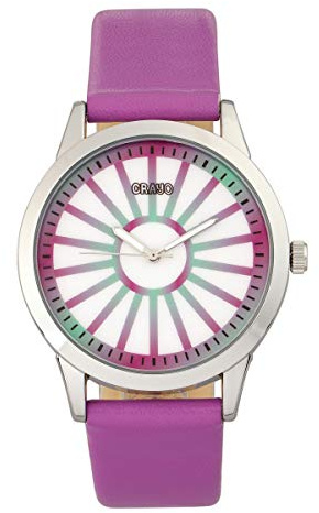 Crayo Electric Quartz Fuchsia Leather Silver Unisex Watch CRACR5001
