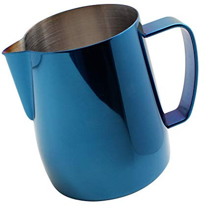 Dianoo Milk Jug Stainless Steel Titanium Plated Creamy Coffee Latte Coffee Cappuccino Au Lait Blue 350 ml