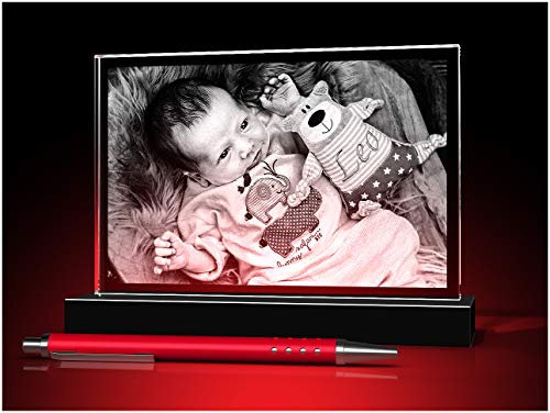 GLASFOTO.COM, Glasfoto, 150 x 100 x 10 mm, Querformat mit Ihrem eigenen Foto als individuell anpassbares Geschenk, Kristallglas Innengravur in Premiumqualität