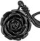 mookaitedecor Obsidienne Noire Pendentif Rose Fleur en Pierre Protection avec Corde Ajustable,Collier Pierre Graver for Femme