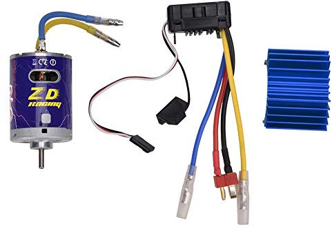 Bürstenmotor Brush Power Motor Kit, Langlebiger 540 Brushed Motor Mit Kühlrippe + 45A Brushed Esc Set Für 1/10 Rc Buggy Truggy Truck(Blau) Auto-Modelle