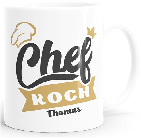 SpecialMe® personalisierte Kaffeetasse Chefkoch mit anpassbarem Namen Namenstasse personalisierte Geschenke weiß Keramik-Tasse