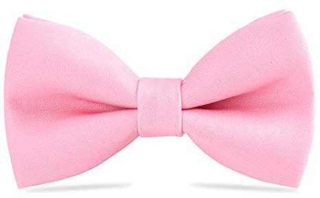 WELROG Nœud papillon classique pré-noué Noeud papillon ajustable en gabardine de smoking solide pour enfants et hommes Cravate pour adultes et enfants pour la fête de mariage（Rose）