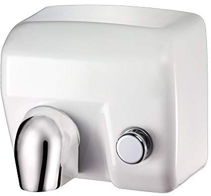 Inbagno Asciugamani Elettrico ANTIVANDALO con Pulsante 2400W Ariel Acciaio Bianco