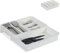 Relaxdays Range couverts,7 casiers, extensible couvert et ustensiles de cuisine, plastique, HlP 6 x 23,5x31,5cm blanc