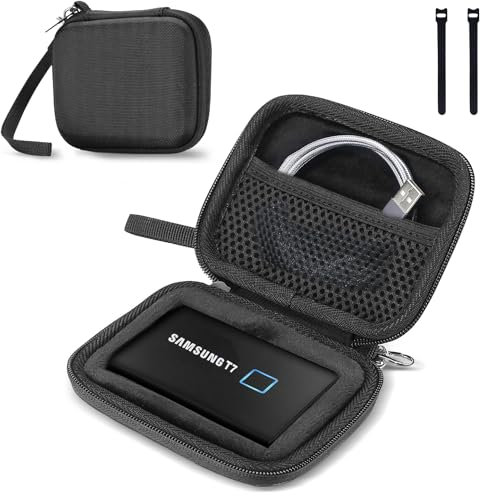 ProCase Carrying Case for Samsung T7 Touch Portable SSD, Shockproof Hard Shell Travel Storage Organiser, for Samsung T7 Portable External Solid State Drives (500GB 1TB 2TB) – Black