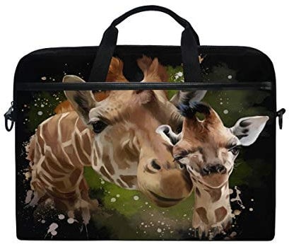 Laptop Bag Computer Case 14-14.5 in Protective Bag Travel Briefcase with Shoulder Strap for Men Women Boy Girls (Africa Giraffe)