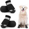 Dociote wasserdichte Hundeschuhe pfotenschutz mit Anti-Rutsch Sohle, reflektierendem Riemen, Klettverschluss Schneeschuhe für mittelgroße große Hunde 4 Stück Schwarz 4#
