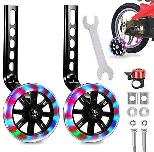Sunshine smile Ruote di Supporto per Bambini, Laterali, Rotelle Regolabili per Bici, Ausiliarie per La Bicicletta, Stabilizzatori (Nero 1)