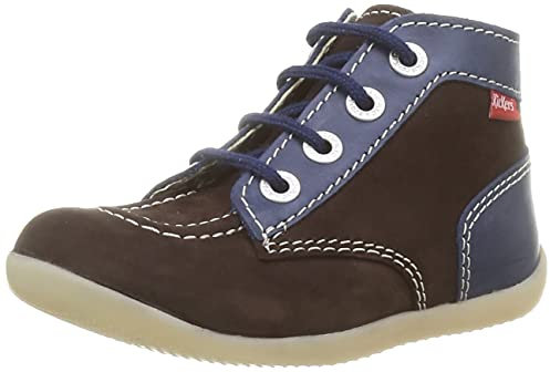 Kickers Bonzip-2, Bottillons Garçon, Marron Fonce Marine, 21