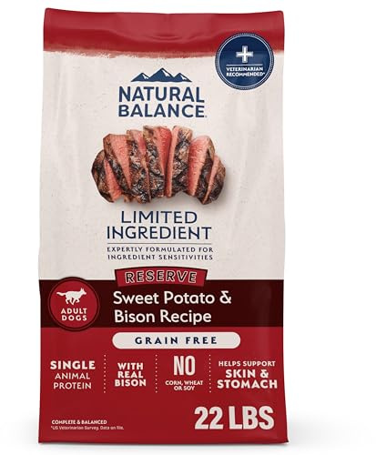 Natural Balance Limited Ingredient Adult Grain-Free Dry Dog Food, Reserve Sweet Potato & Bison Recipe, 22 Pound (Pack of 1)