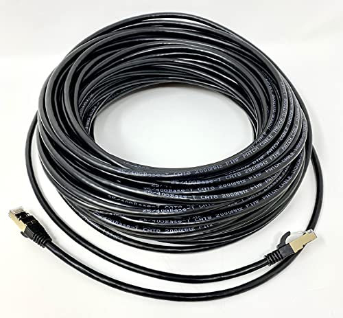 RiteAV - Cat8 Indoor/Outdoor, High Speed, Heavy Duty Ethernet Cable, UV Resistant, Weatherproof, S/FTP, 40Gbps, 2000 MHz, Gold Plated RJ45 Connectors for Modem/Router/Gaming/PoE - 65FT