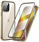 MIMGOAL Case for iPhone 13 Pro Max, Magnetic Adsorption Metal Bumper with Front and Back Transparent Tempered Glass Cover 360 Degree Full Body Protective Case for iPhone 13 Pro Max 6.7, Gold